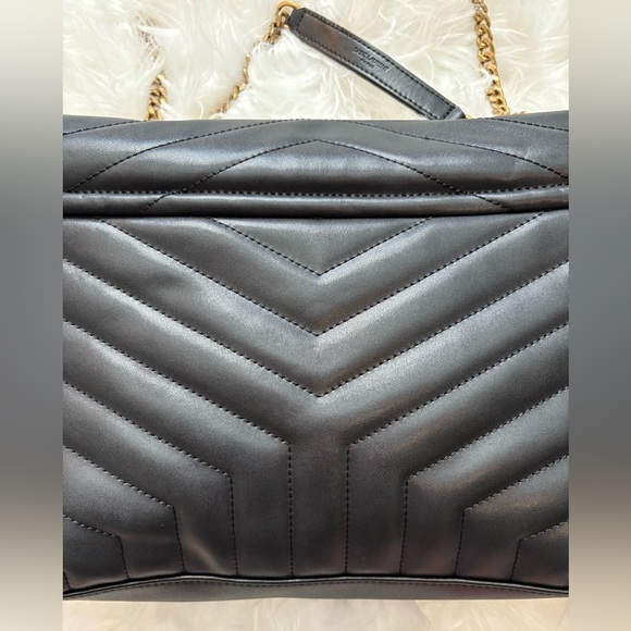 Large Yves Saint Laurent Black and Gold Quilted Shoulder Bag large - Picture 13 of 16